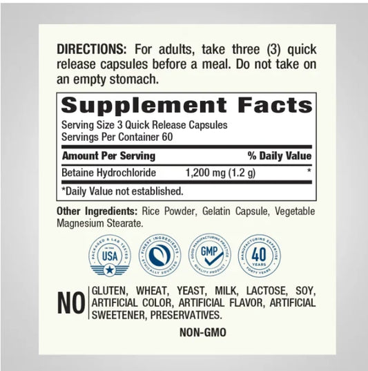 Betaine HCL 1200 mg, Buy Betaine HCL 1200 mg