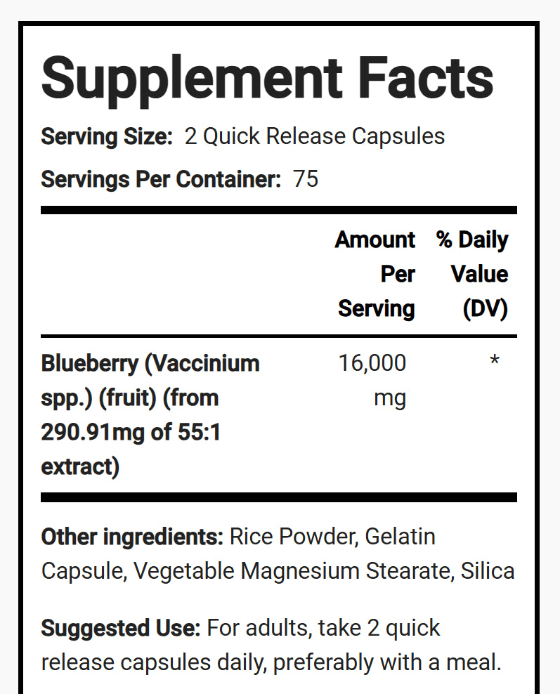 Blueberry 16000 mg, Blueberry 16000 mg antioxidant supplement