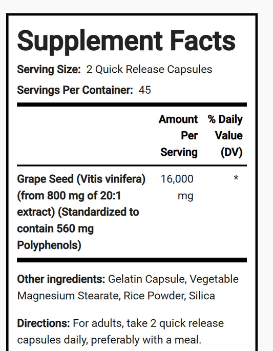 Grape Seed Extract 16,000 mg, Grape Seed Extract 16,000 mg antioxidant supplement