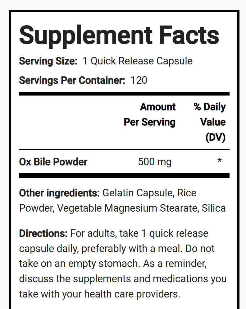 Ox Bile 500 mg