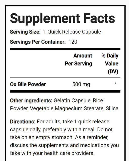 Ox Bile 500 mg