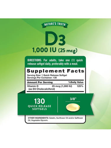 Vitamin D3 1000 IU (25 mcg)