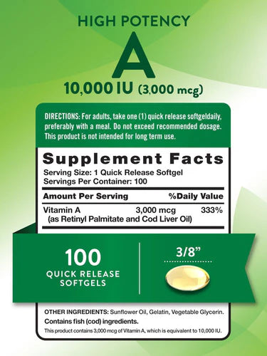 Vitamin A 10,000 IU (3000 mcg)
