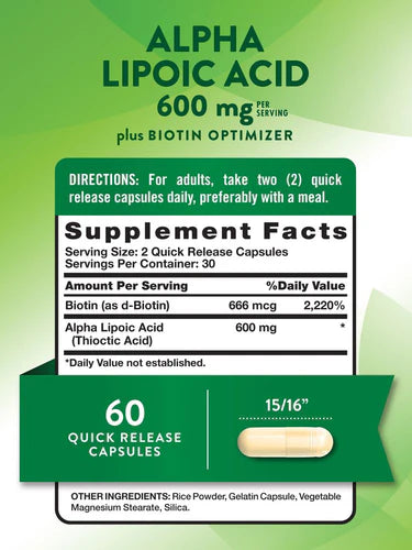 Alpha Lipoic Acid 600mg with Biotin