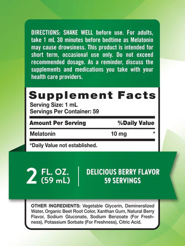 Melatonin 10 mg Liquid Berry Flavor