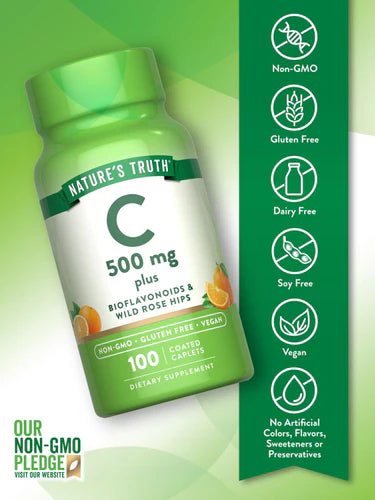 Vitamin C 500mg with Bioflavonoids, Rose Hips