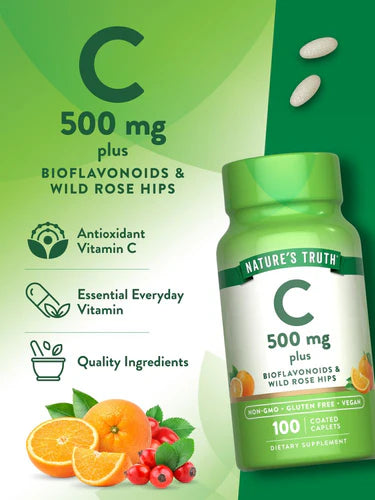 Vitamin C 500mg with Bioflavonoids, Rose Hips