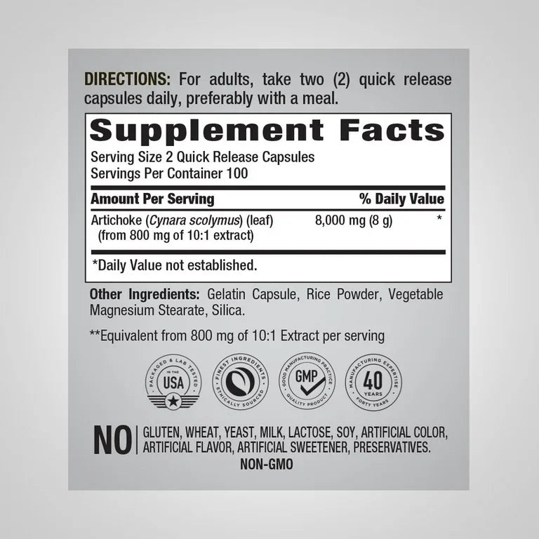 Artichoke Leaf 8000 mg, Best Artichoke Leaf Supplement 8000 mg