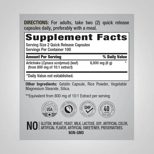 Artichoke Leaf 8000 mg, Best Artichoke Leaf Supplement 8000 mg